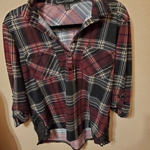 French Laundry Plaid Top with Crocheted sides
